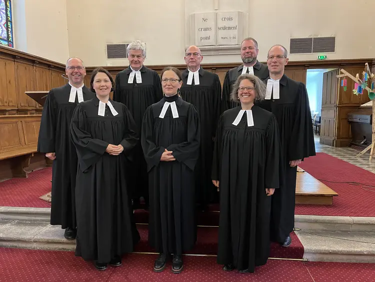 Hinten v.l.n.r.: Johannes Hartmann, Albrecht Knoch, Frank Eberhardt, Jörg Boss, Ulrich Ziegler. Vorne v.l.n.r.: Dorothee Beer, Senta Zürn, Ingrid Wöhrle-Ziegler