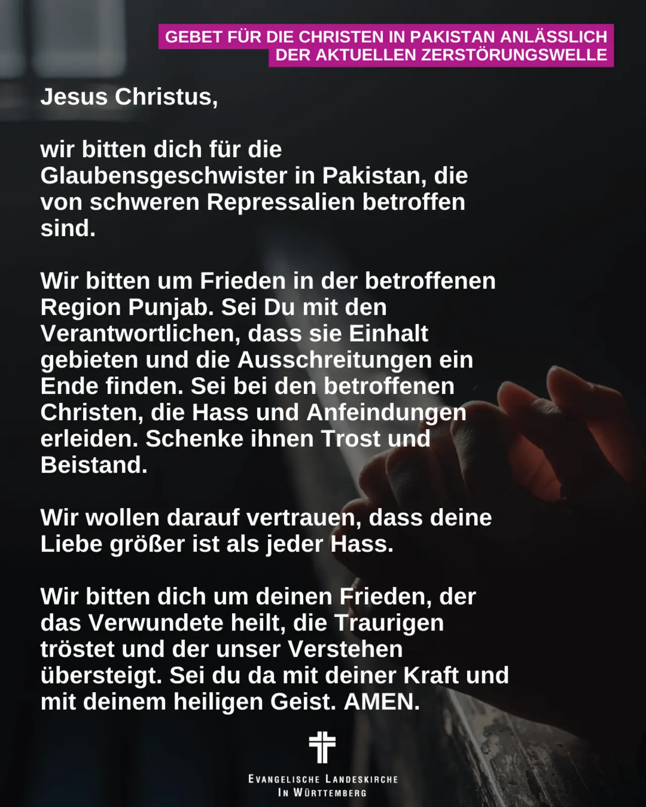 Das Gebet kann hier als Grafik heruntergeladen und geteilt werden