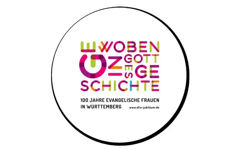 Das Logo des EFW-Jubiläums mit dem Motto „Gewoben in Gottes Geschichte".