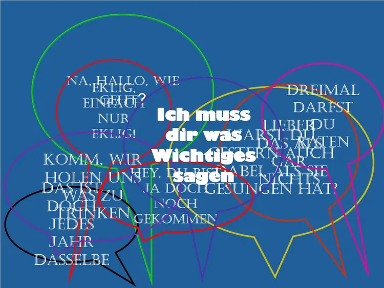 Sprechblasen, eine ist hervorgehoben, die anderen verblassen im Hintergrund