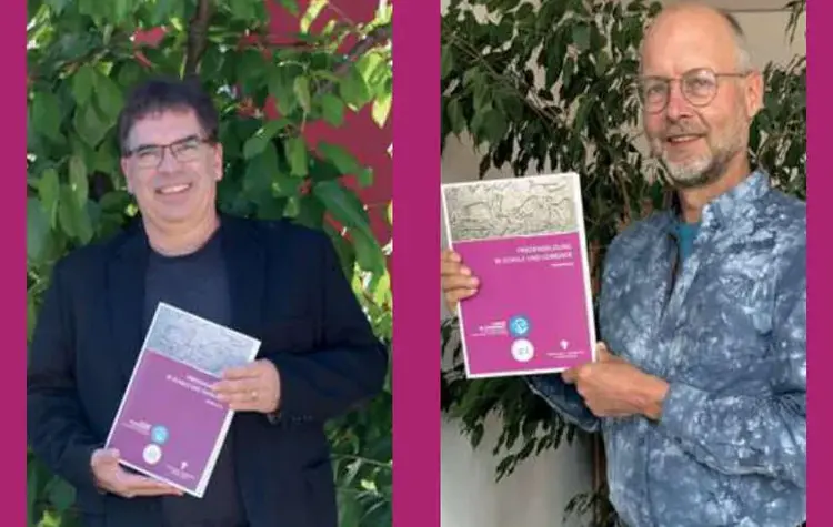 Johannes Neudeck, Referent für Friedenspädagogik, ptz und Joachim Schilling, Pfarrer im Pfarramt für Friedensarbeit