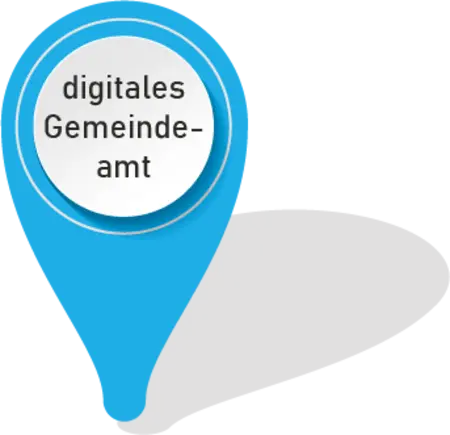 Illustration_DigitaleRoadmapELKW_Digitalisierung_MarkerDigitalesGemeindeamt_06-2021_cDigiteam Illustration durch einen Marker mit Beschriftung