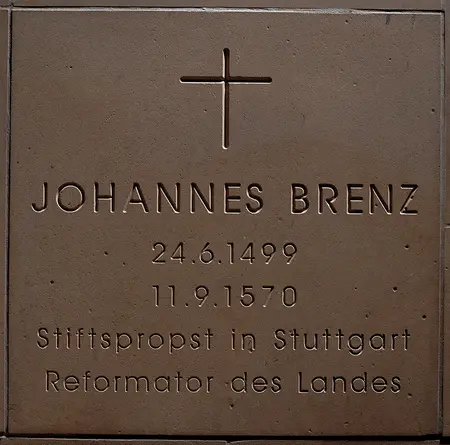 Grabplatte Johannes Brenz Grabplatte von Johannes Brenz in der Stiftskirche Stuttgart.