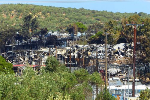 Das abgebrannte Flüchtlingslager Moria auf Lesbos.