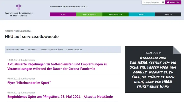 Dienstleistungsportal April 2021