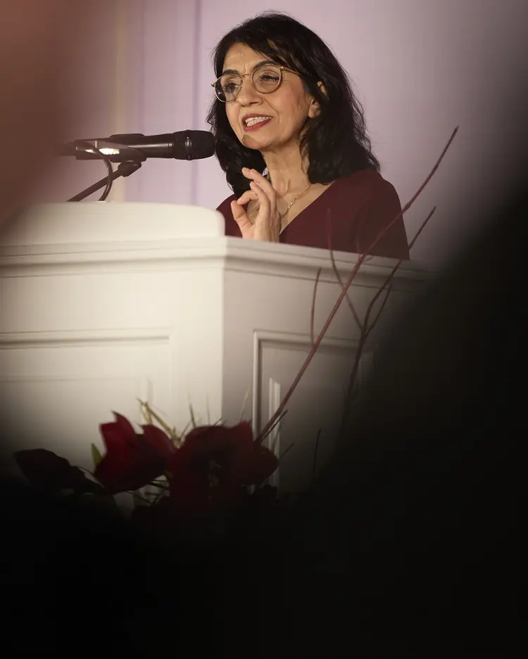 Landtagspräsidentin Muhterem Aras, Jahresempfang der Landeskirchen 12. Dez 2023 Neues Schloss c Gottfried Stoppel