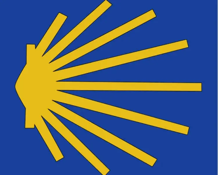 Die stilisierte Jakobsmuschel ist das Erkennungszeichen des modernen Jakobswegs, der in mehreren Zweigen auch durch Baden-Württemberg führt.