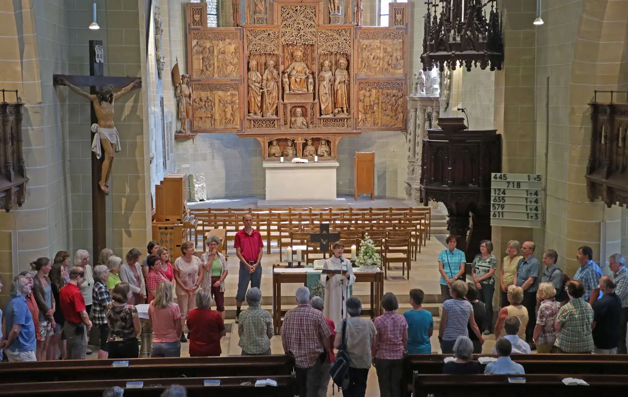 Ein Foto aus dem Jahr 2018. Eine Pilgergruppe im Gottesdienst in Winnenden.