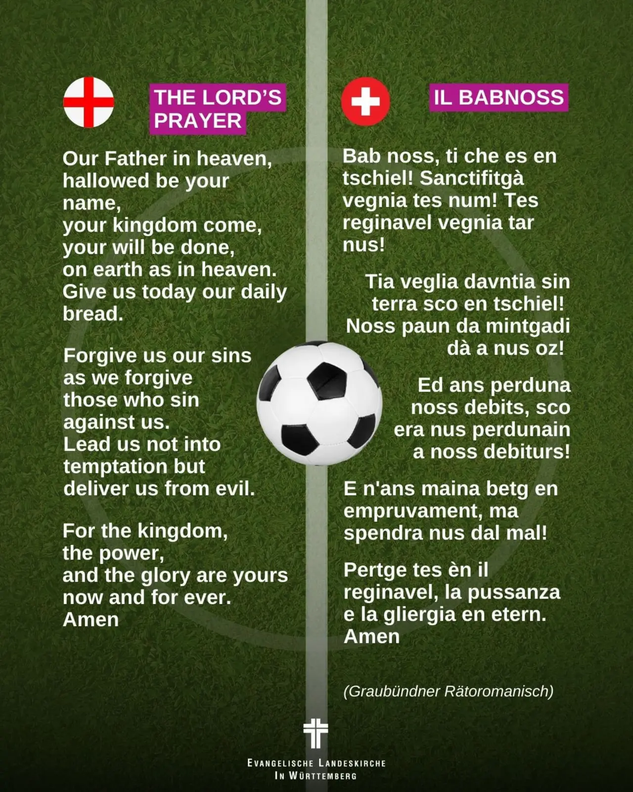 Vaterunser Englisch und Graubündner Rätoromanisch