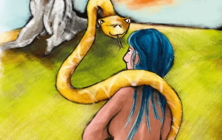 Illustrator Weber versucht, sich von Klischees zu lösen: Eva und die Schlange.