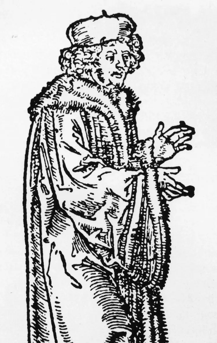 Holzschnitt von Johannes Reuchlin, auf einem Flugblatt von 1516.
